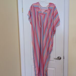 Vintage Miss Melodee Pink Blue Striped Kaftan Nightwear